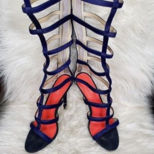 TAMAR Navy Blue Gladiator Boot Sandals
